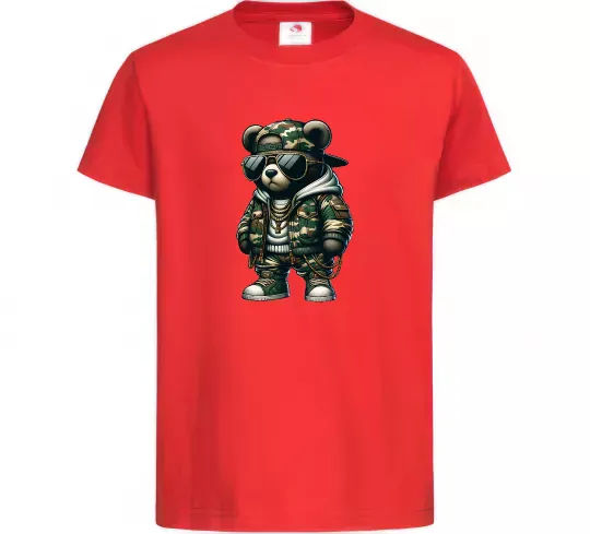 Дитяча футболка Ведмедик в камуфляжі Червоний фото