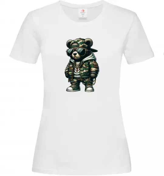 Женская футболка Ведмедик в камуфляжі Белый фото