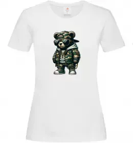 Женская футболка Ведмедик в камуфляжі Белый фото