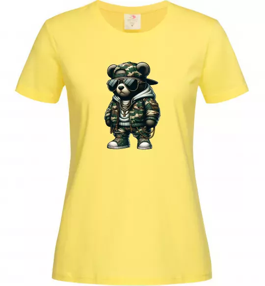 Женская футболка Ведмедик в камуфляжі Лимонный фото