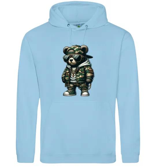 Жіноча толстовка (худі) Ведмедик в камуфляжі Блакитний фото