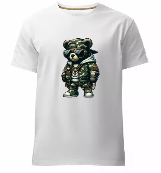 Мужская премиум футболка Ведмедик в камуфляжі Белый фото
