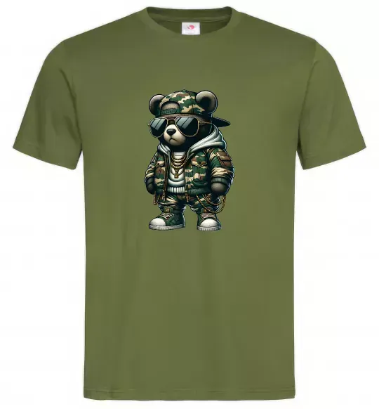 Мужская футболка Ведмедик в камуфляжі Оливковый фото