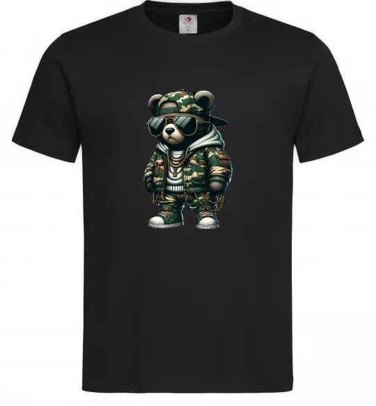 Мужская футболка Ведмедик в камуфляжі Черный фото