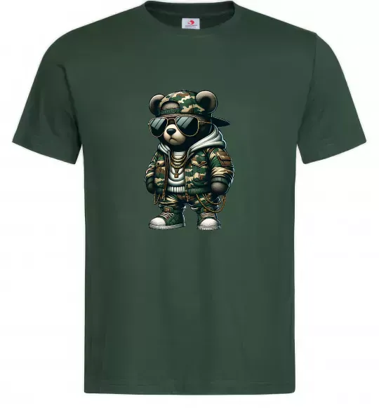 Мужская футболка Ведмедик в камуфляжі Темно-зеленый фото