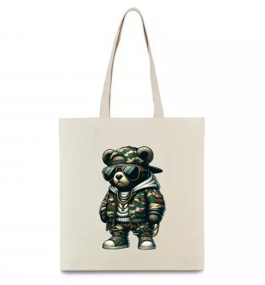 Эко-сумка Ведмедик в камуфляжі Бежевый фото