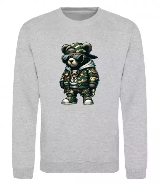 Світшот Ведмедик в камуфляжі Сірий меланж фото