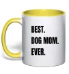 Чашка с цветной ручкой Best dog mom ever Солнечно желтый Чашка с цветной ручкой Best dog mom ever Солнечно желтый фото