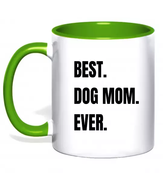 Чашка с цветной ручкой Best dog mom ever Зеленый фото