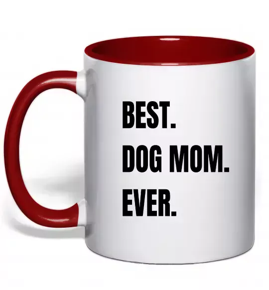 Чашка с цветной ручкой Best dog mom ever Красный фото