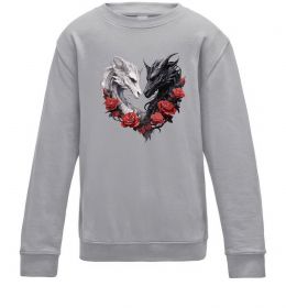 Дитячий світшот Чорний та білий дракони в трояндах