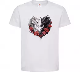 Детская футболка Чорний та білий дракони в трояндах Белый фото