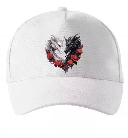 Кепка Чорний та білий дракони в трояндах Білий фото