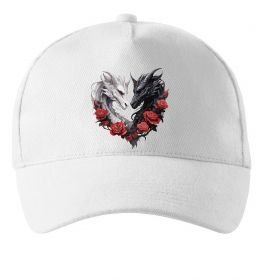 Кепка Чорний та білий дракони в трояндах
