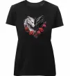 Женская премиум футболка Чорний та білий дракони в трояндах Черный фото