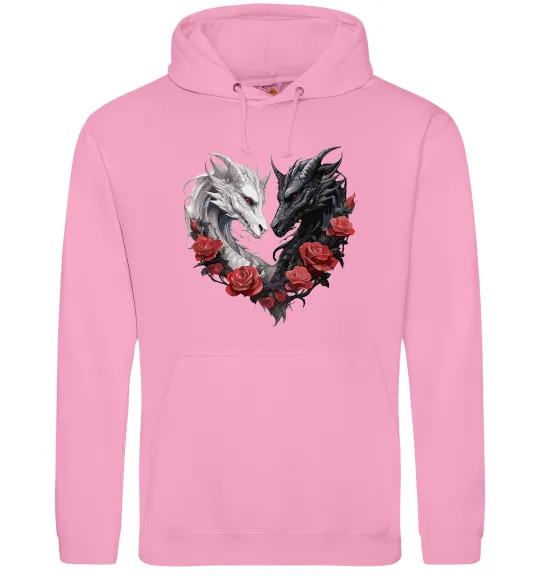 Мужская толстовка (худи) Чорний та білий дракони в трояндах Розовый фото