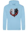 Мужская толстовка (худи) Чорний та білий дракони в трояндах Голубой фото