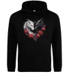 Женская толстовка (худи) Чорний та білий дракони в трояндах Черный фото