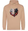 Женская толстовка (худи) Чорний та білий дракони в трояндах Песочный фото