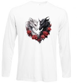 Лонгслів Чорний та білий дракони в трояндах