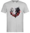 Мужская футболка Чорний та білий дракони в трояндах Серый фото