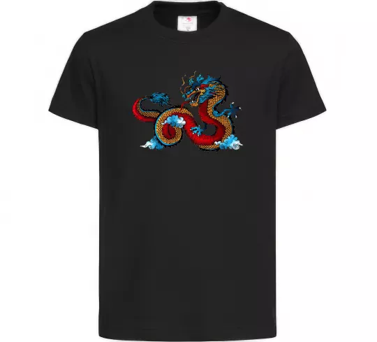 Детская футболка Китайський дракон Черный фото