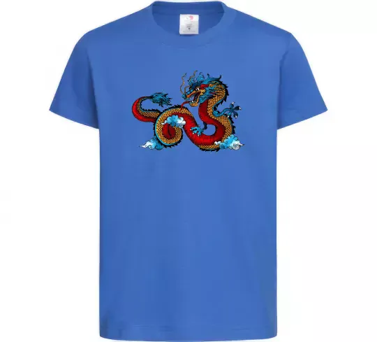 Детская футболка Китайський дракон Ярко-синий фото