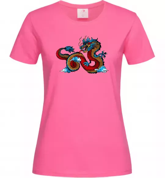 Жіноча футболка Китайський дракон Яскраво-рожевий фото