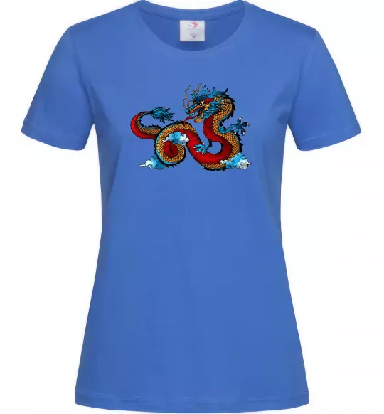 Жіноча футболка Китайський дракон Яскраво-синій фото