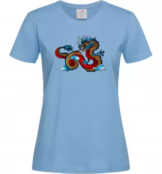 Жіноча футболка Китайський дракон Блакитний фото