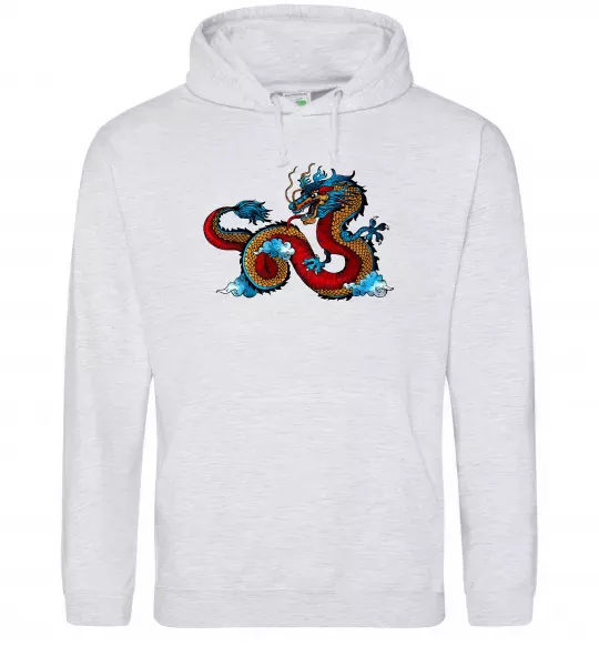 Чоловіча толстовка (худі) Китайський дракон Сірий меланж фото