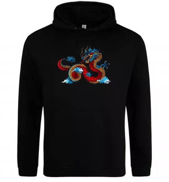 Женская толстовка (худи) Китайський дракон Черный фото