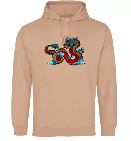 Женская толстовка (худи) Китайський дракон Песочный фото