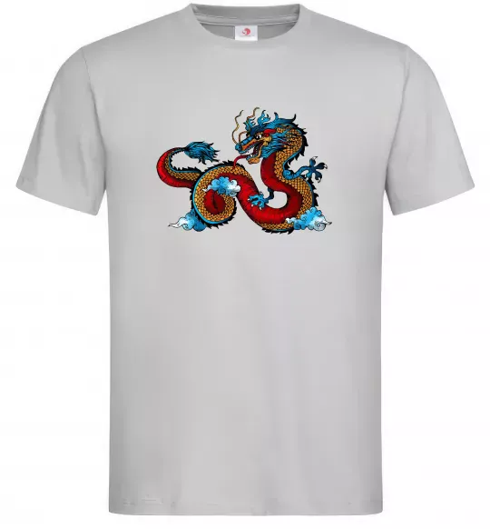 Мужская футболка Китайський дракон Серый фото