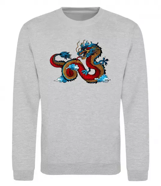 Світшот Китайський дракон Сірий меланж фото