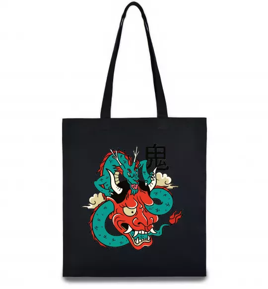 Эко-сумка Дракон самурай Черный фото