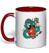 Чашка с цветной ручкой Дракон самурай Красный фото