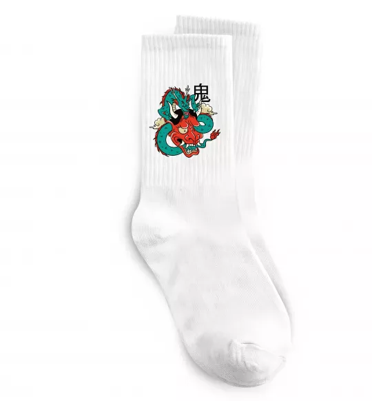 Носки Дракон самурай Белый фото