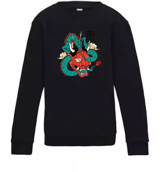 Дитячий світшот Дракон самурай Чорний фото