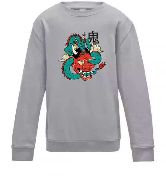 Дитячий світшот Дракон самурай Сірий меланж фото