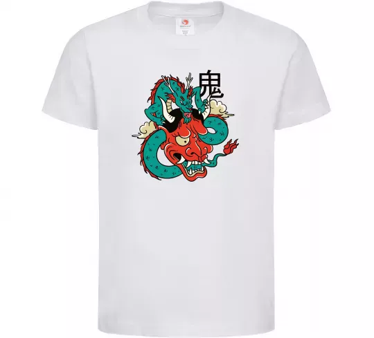 Детская футболка Дракон самурай Белый фото