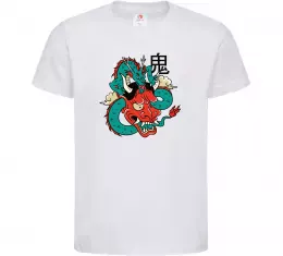 Детская футболка Дракон самурай Белый фото