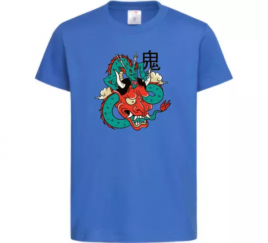 Детская футболка Дракон самурай Ярко-синий фото