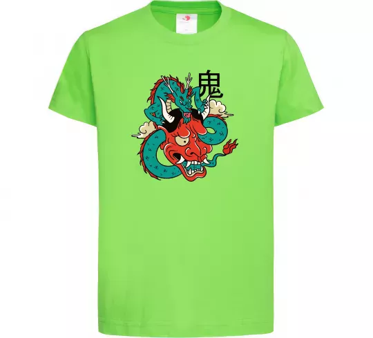 Детская футболка Дракон самурай Лаймовый фото