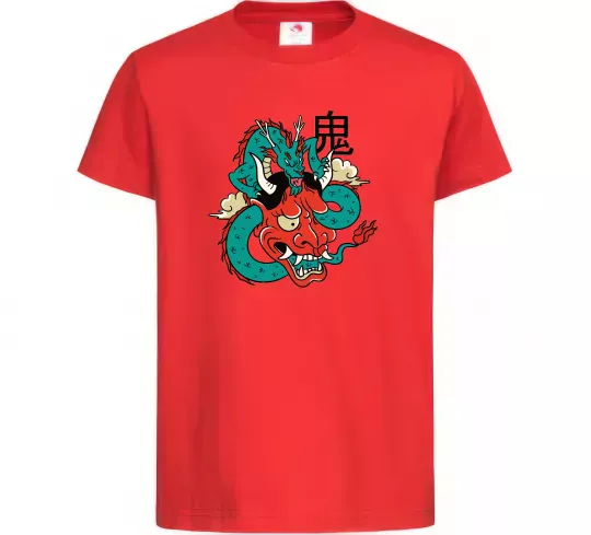Детская футболка Дракон самурай Красный фото