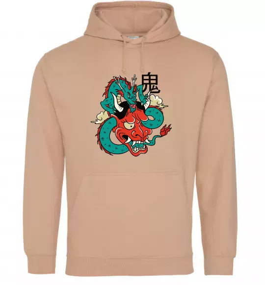 Мужская толстовка (худи) Дракон самурай Песочный фото