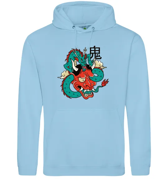 Чоловіча толстовка (худі) Дракон самурай Блакитний фото