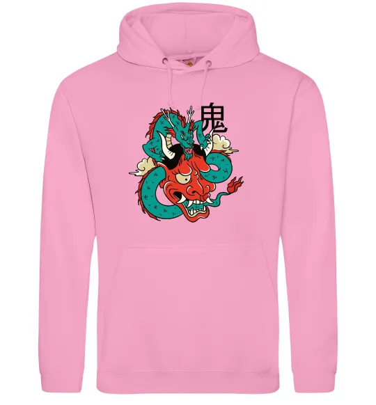 Женская толстовка (худи) Дракон самурай Розовый фото
