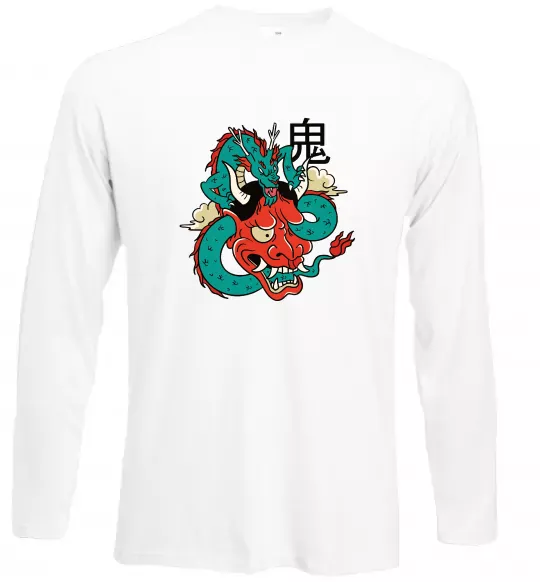 Лонгслив Дракон самурай Белый фото