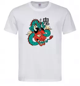 Мужская футболка Дракон самурай Белый фото